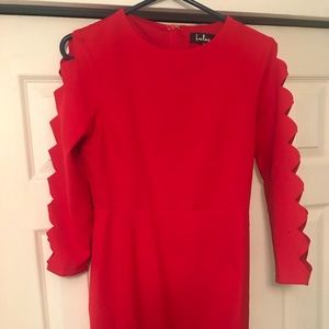 Red 3/4 length sleeve dress